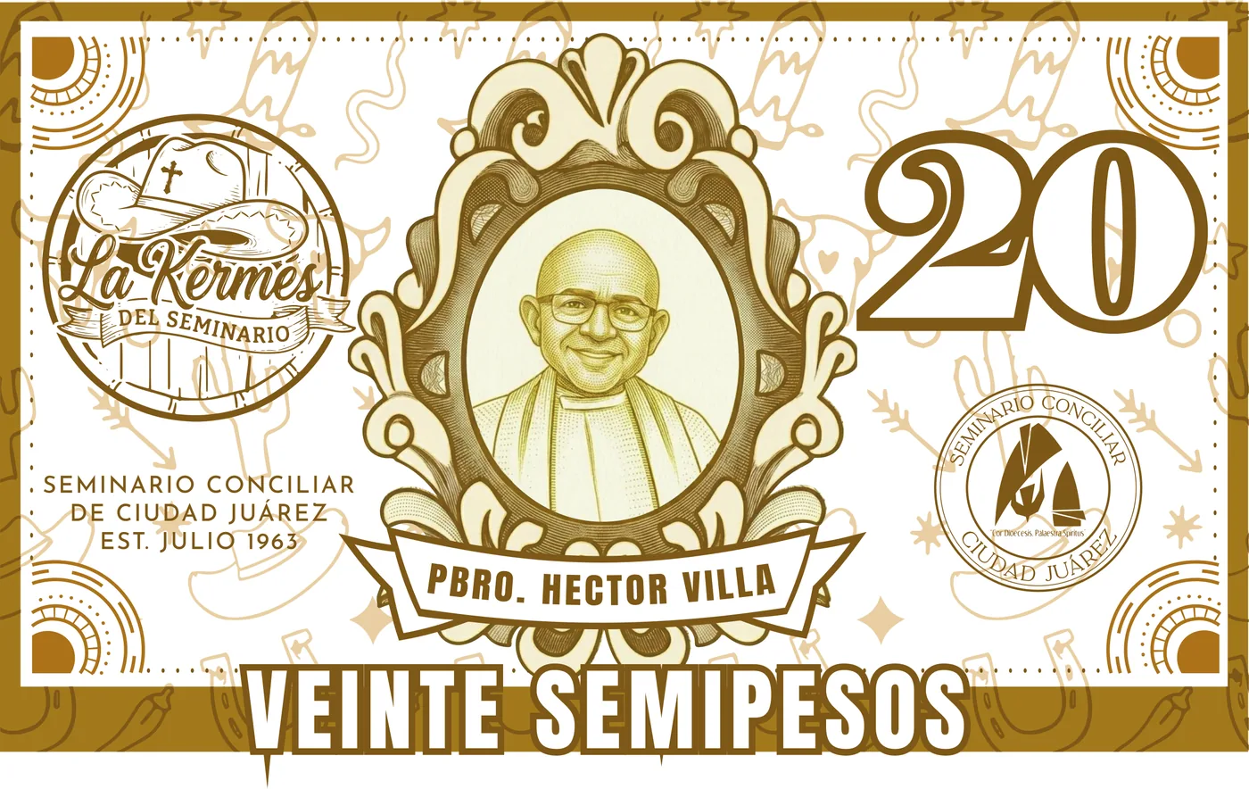 Billete de veinte semipesos de la Kermés del Seminario